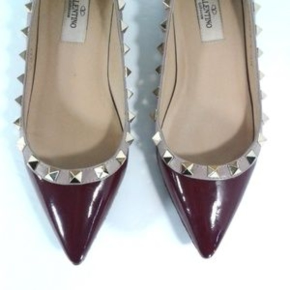 Valentino Shoes - Valentino Garavani Rockstud Wine Flats Size 5 / 35